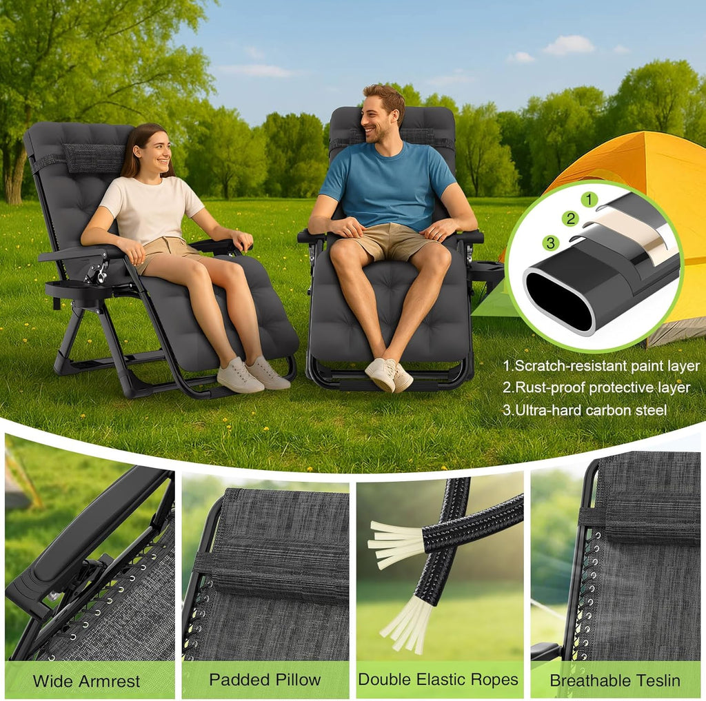 Indoor and outdoor patio chair folding lounge chair zero gravity chair with removable cushion camping lounge chair wourant