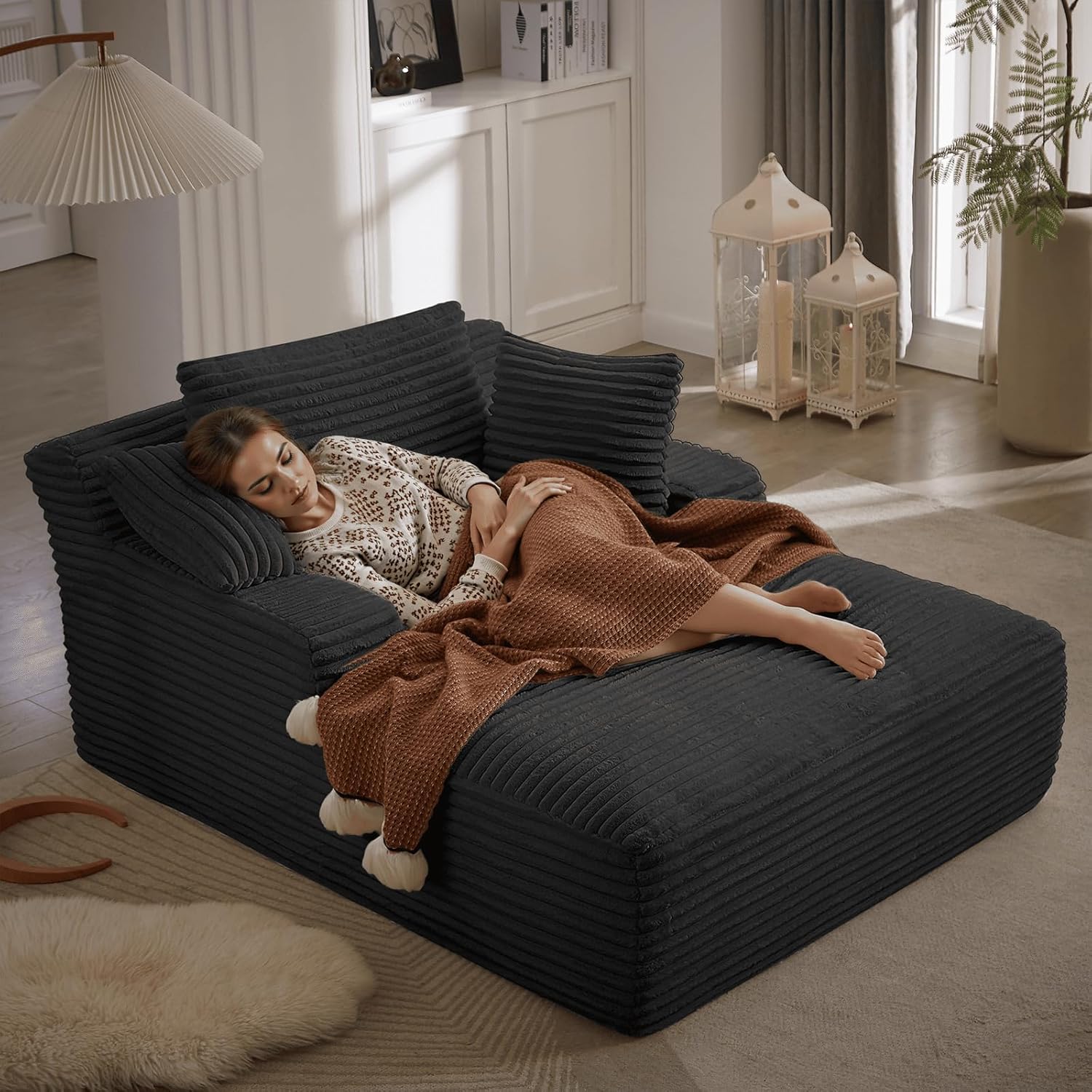 50-inch indoor recliner, oversized corduroy upholstered boneless sofa bed, deep sleeper sofa reading chair, cloud sofa, living room sofa wourant