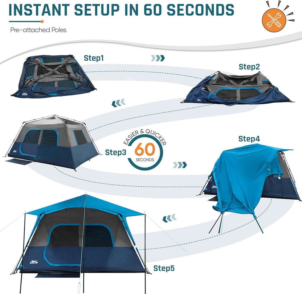 Quick-opening tent, family camping tent, pop-up camping tent, large waterproof tent for outdoor camping wourant