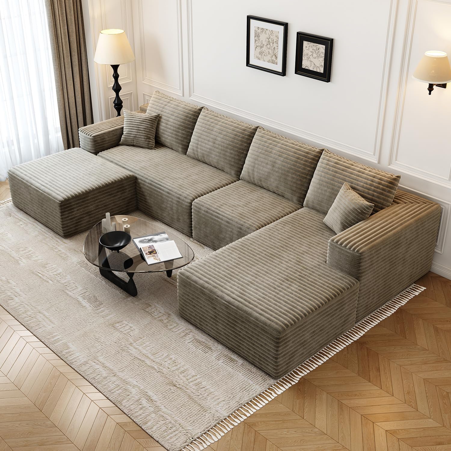 107.5" Cloud Modular Sectional Sofa Couch with L-Shape Chaise,Modern Minimalist Upholstered Couches wourant