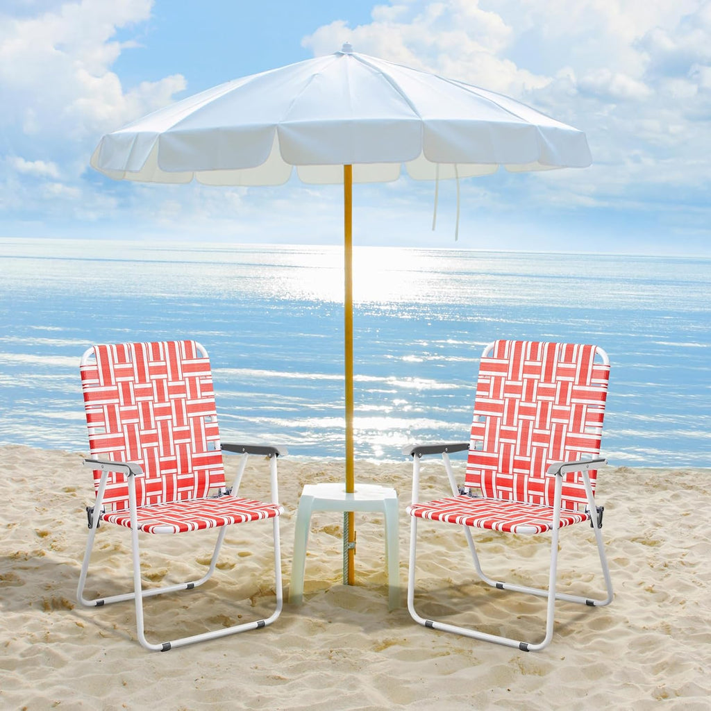 VINGLI Patio Lawn Webbed Folding Chairs Set of 2, Outdoor Beach Portable Lawn Chair Camping Chair Beach Chair wourant