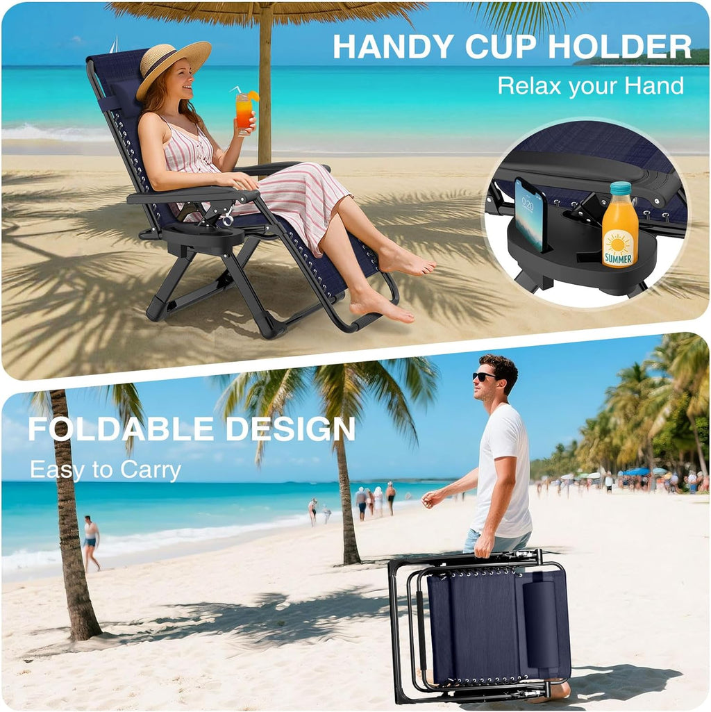 Indoor and outdoor patio chair folding lounge chair zero gravity chair with removable cushion camping lounge chair wourant