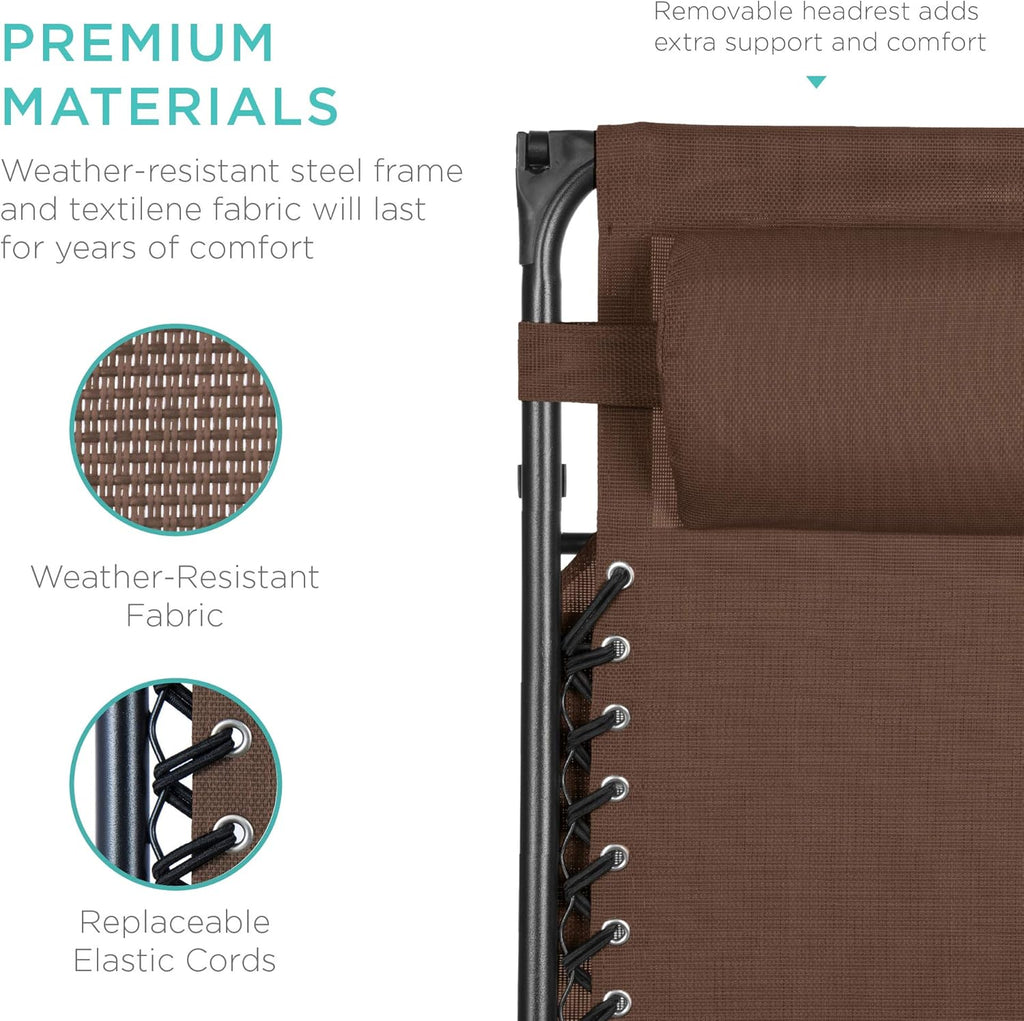 Best Choice Products Folding Zero Gravity Outdoor Recliner Patio Lounge Chair w/Adjustable Canopy Shade, Headrest, Side Accessory Tray, Textilene Mesh - Peacock Blue wourant