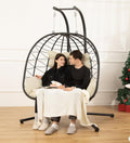 Double Egg Chair Hammock Swing Chair Foldable Hanging Loveseat UV Resistant Cushions wourant