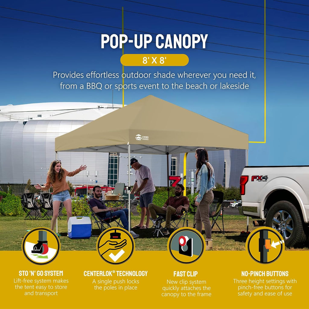 10x10 Pop-Up Awning - One-Click Installation Beach Tent - Outdoor Sunshade Silver Coated Top, 3 Heights and 4 Sand Pockets wourant