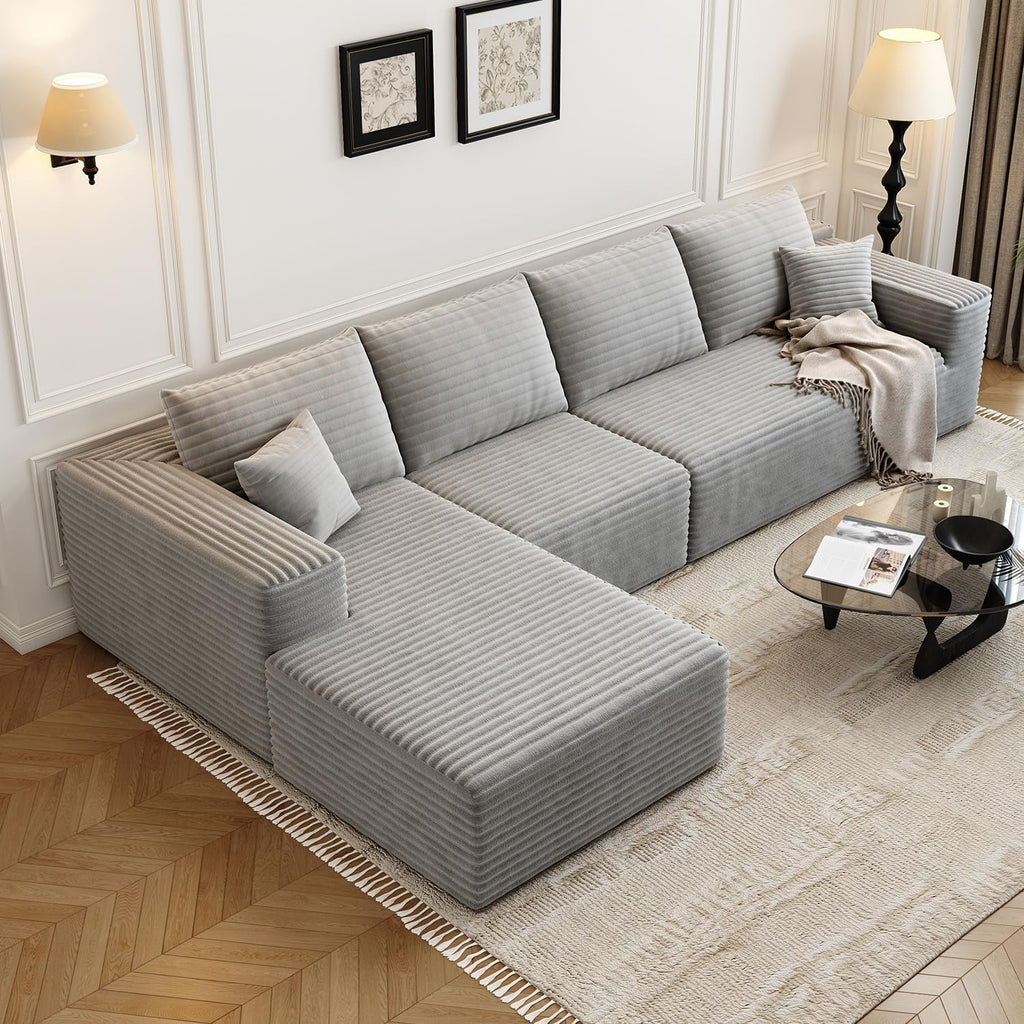 107.5" Cloud Modular Sectional Sofa Couch with L-Shape Chaise,Modern Minimalist Upholstered Couches wourant