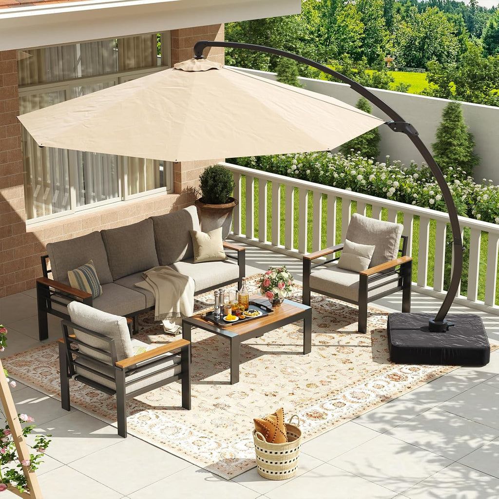 Aoxun Aluminum Patio Furniture Set 7 Seats, Oversized Outdoor Sectional with Washable Thick Cushions, Coffee Table and Waterproof Cover, Patio Conversation Sets for Porch, Balcony, Deck woonhhop