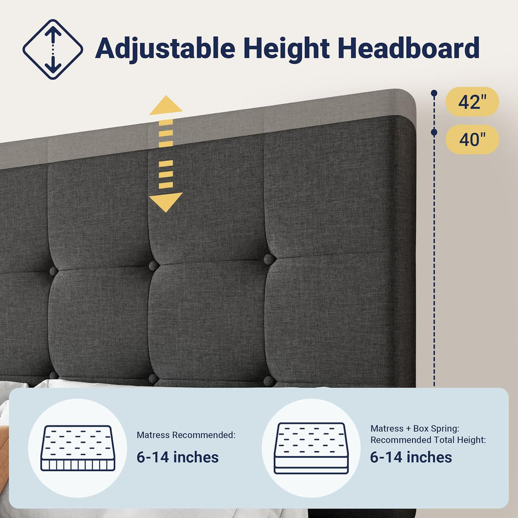 Allewie Upholstered Queen Size Platform Bed Frame with 4 Storage Drawers and Headboard wourant