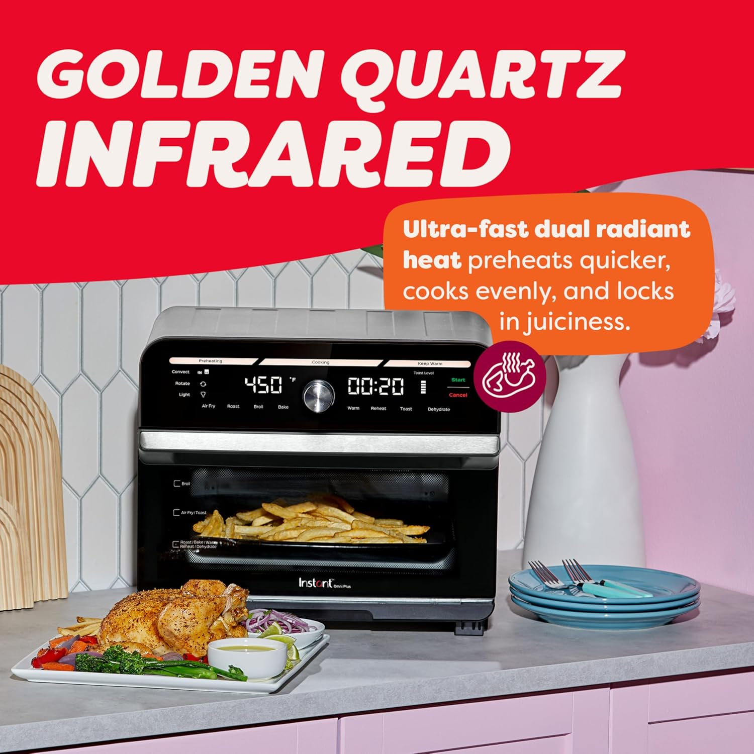 Instant Pot Omni Plus 19QT/18L Toaster Oven Air Fryer, 10-in-1 Functions, Fits 12" Pizza, Crisp, Broil, Bake, Roast, Toast, Warm, Convection, 100+ In-App Recipes, from the Makers of Instant Pot, Black wourant