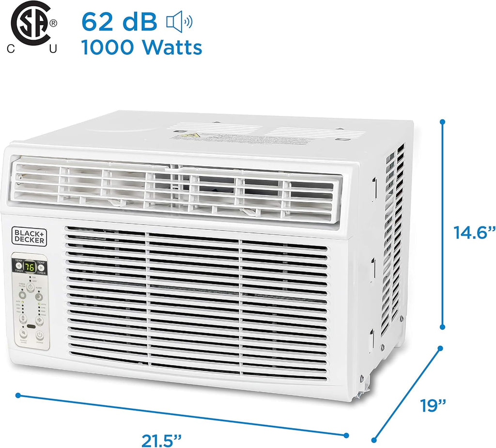 BLACK+DECKER Window Air Conditioner 5000 BTU, Cools Up to 150 Square Feet, AC Unit with Mechanical Controls, Manual Fan Only and Cool Settings, BD05MWT6, White wourant