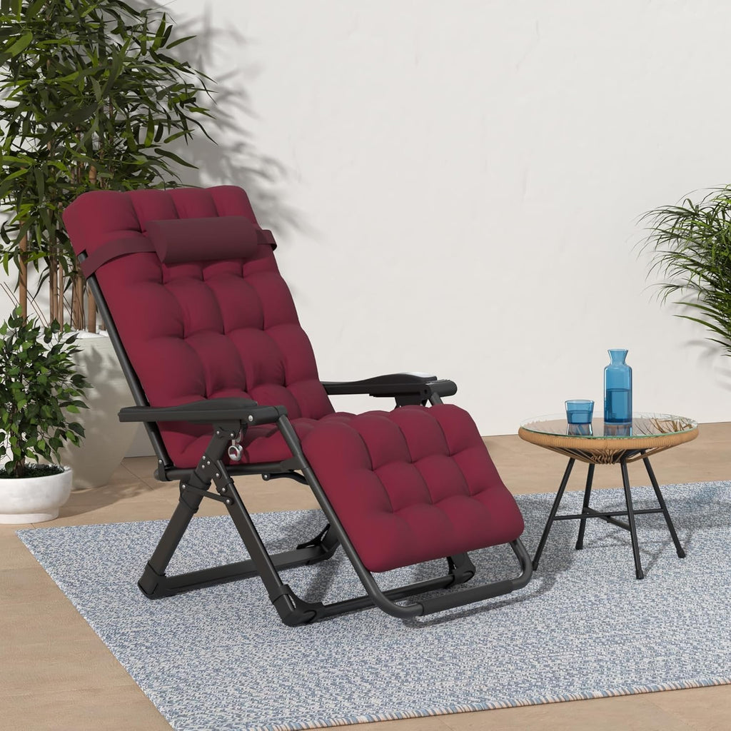 Indoor and outdoor patio chair folding lounge chair zero gravity chair with removable cushion camping lounge chair wourant