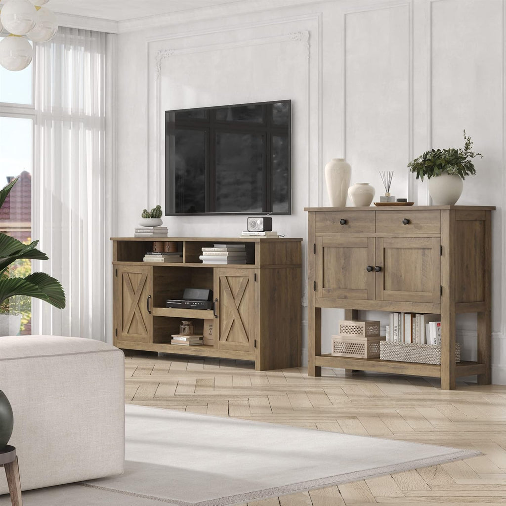 Farmhouse style console table coffee bar, entry table with storage rack, sofa table buffet sideboard wourant