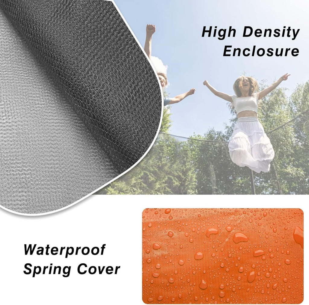 AOTOB 8FT 10FT 12FT 14 FT 15FT Trampoline with Safety Enclosure Net，Outdoor Trampoline with Basketball Hoop, Heavy Duty Jumping Mat and Spring Cover Padding for Kids and Adults, Storage Bag and Ladder wourant