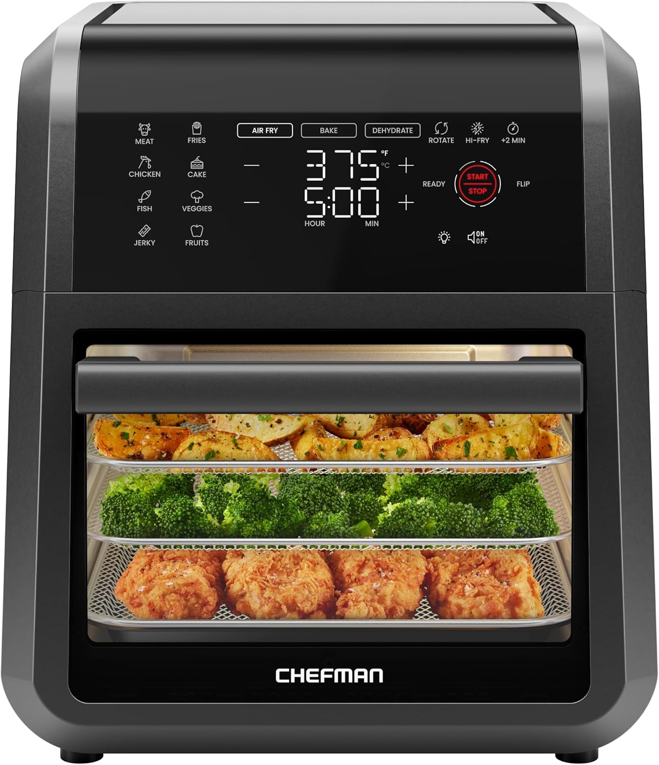 Chefman Compact 6.3-Quart Digital Air Fryer with Rotisserie, Dehydrator, and Convection Oven, 8 Touchscreen Presets wourant