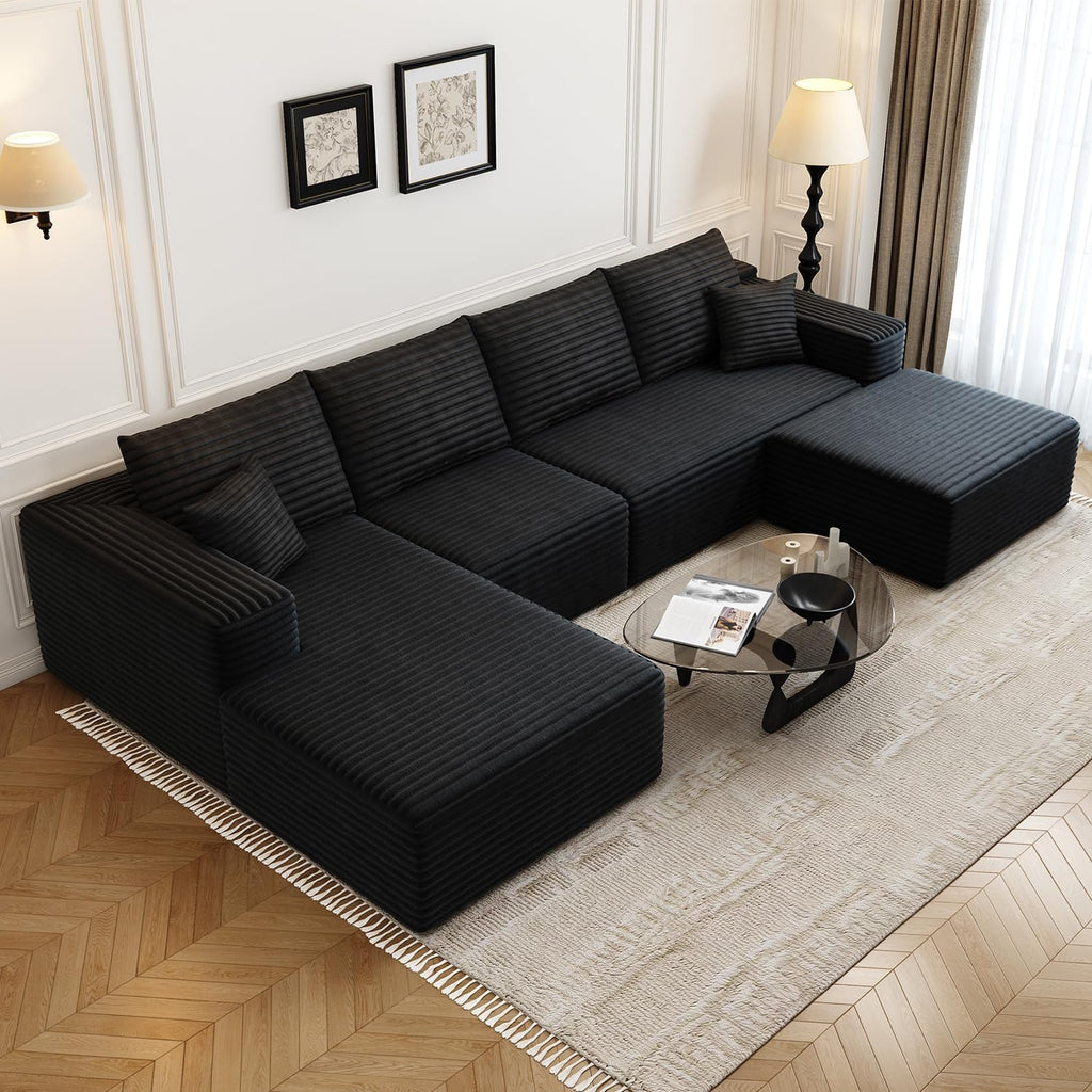 107.5 inch Cloud Modular Sectional Sofa with L-Shaped Chaise Lounge, Modern Minimalist Upholstered Sofa Deep Seating Corner Sofa wourant