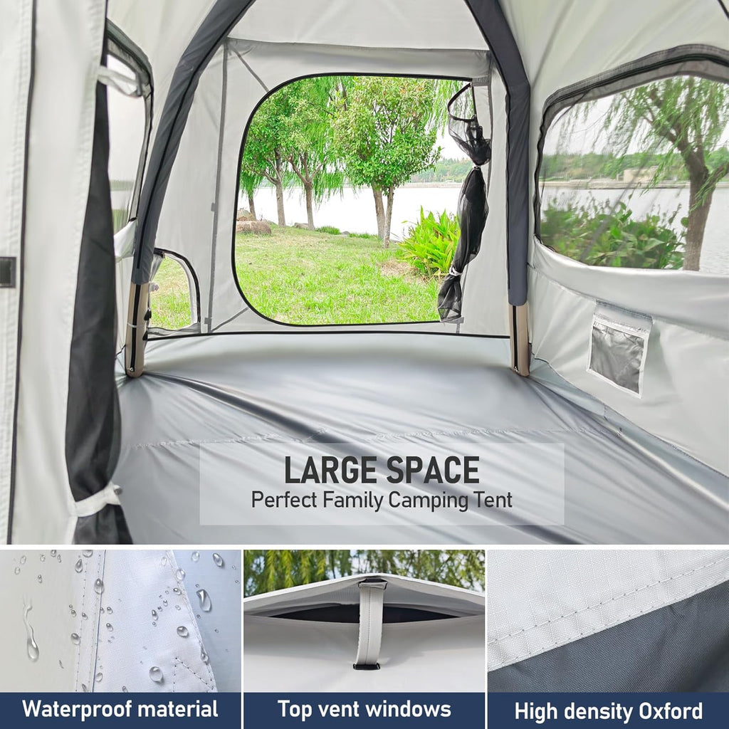 Automatic Inflatable Camping Tent，Easy Set up 3-4 Person Glamping Outdoor Air Blow Up Tents, Quick Setup Air Tent with a Built-in air Pump,Waterproof Inflatable House Tent for Adults wourant