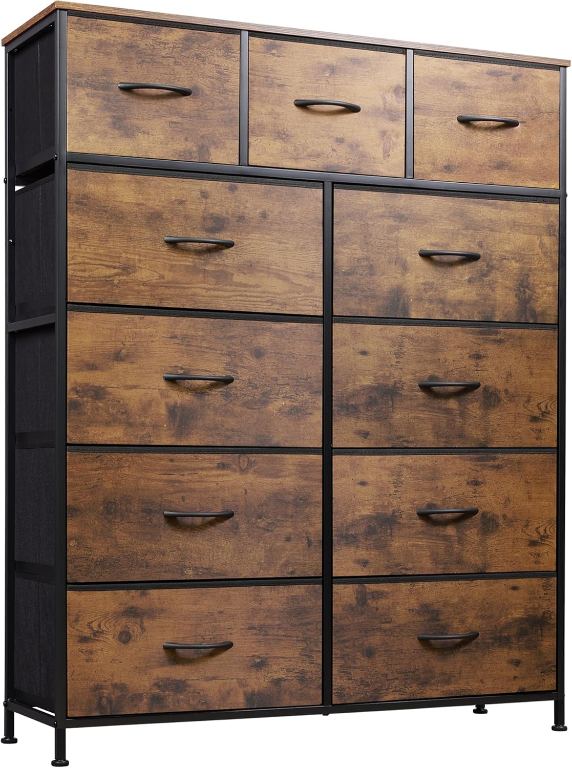 Storage Organizer Unit with 11 Fabric Bins, Storage Drawers Organizer with Steel Frame, Tall Storage Tower Organizaton wourant