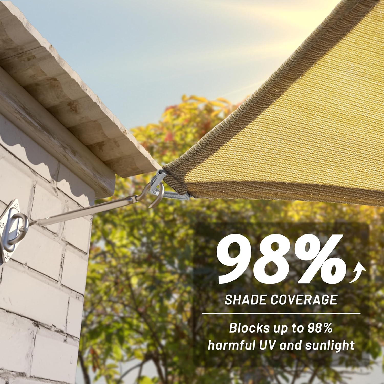 ShadeMart Heavy Duty 12' x 16' Beige Sun Shade Rectangle Pro Ring Shade Sail, 260 GSM Commercial Grade UPF50 Sunshade, Reinforced Corners & Edges - 5 Years Warranty (We Make Custom Size) woonhhop