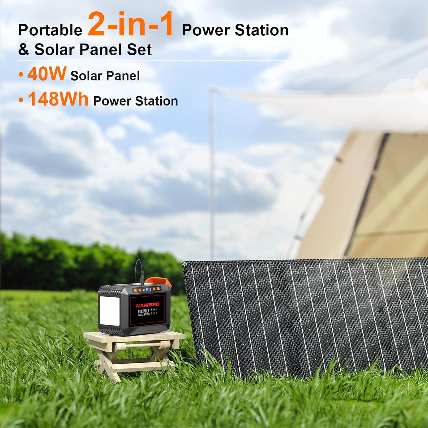 Portable Power Station 88Wh Camping Lithium Battery Solar Generator Fast Charging with AC Outlet 120W Peak Power Bank wourant