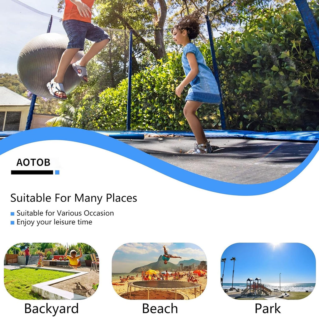 AOTOB 8FT 10FT 12FT 14 FT 15FT Trampoline with Safety Enclosure Net，Outdoor Trampoline with Basketball Hoop, Heavy Duty Jumping Mat and Spring Cover Padding for Kids and Adults, Storage Bag and Ladder wourant