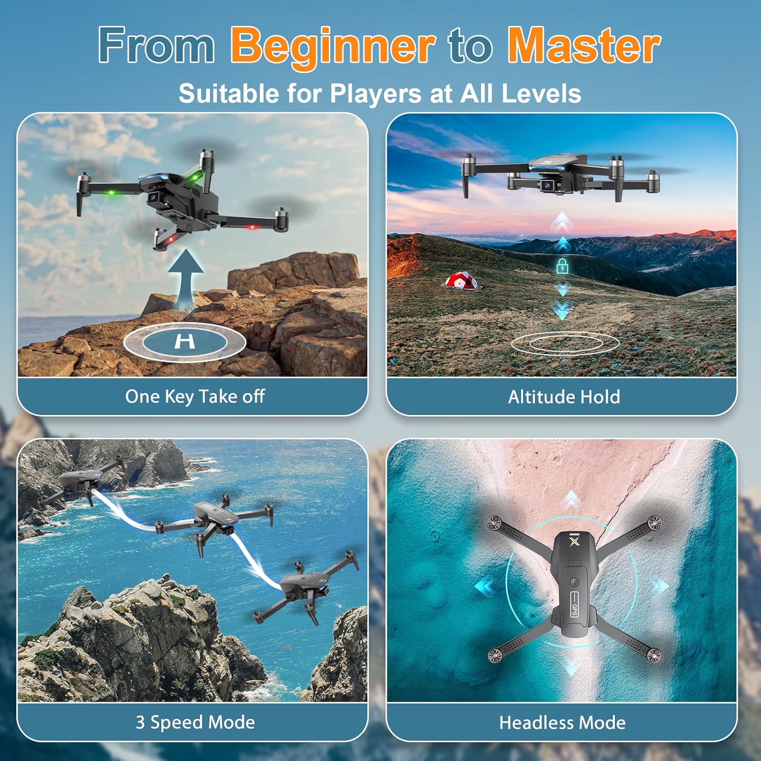 GPS Drones with Camera for Adults 4K, Brushless Motor FPV RC Quadcopter with Auto Return, Follow Me, Headless Mode, 50 Mins Long Flight, Lightweight and Foldable Drone for Beginner wourant