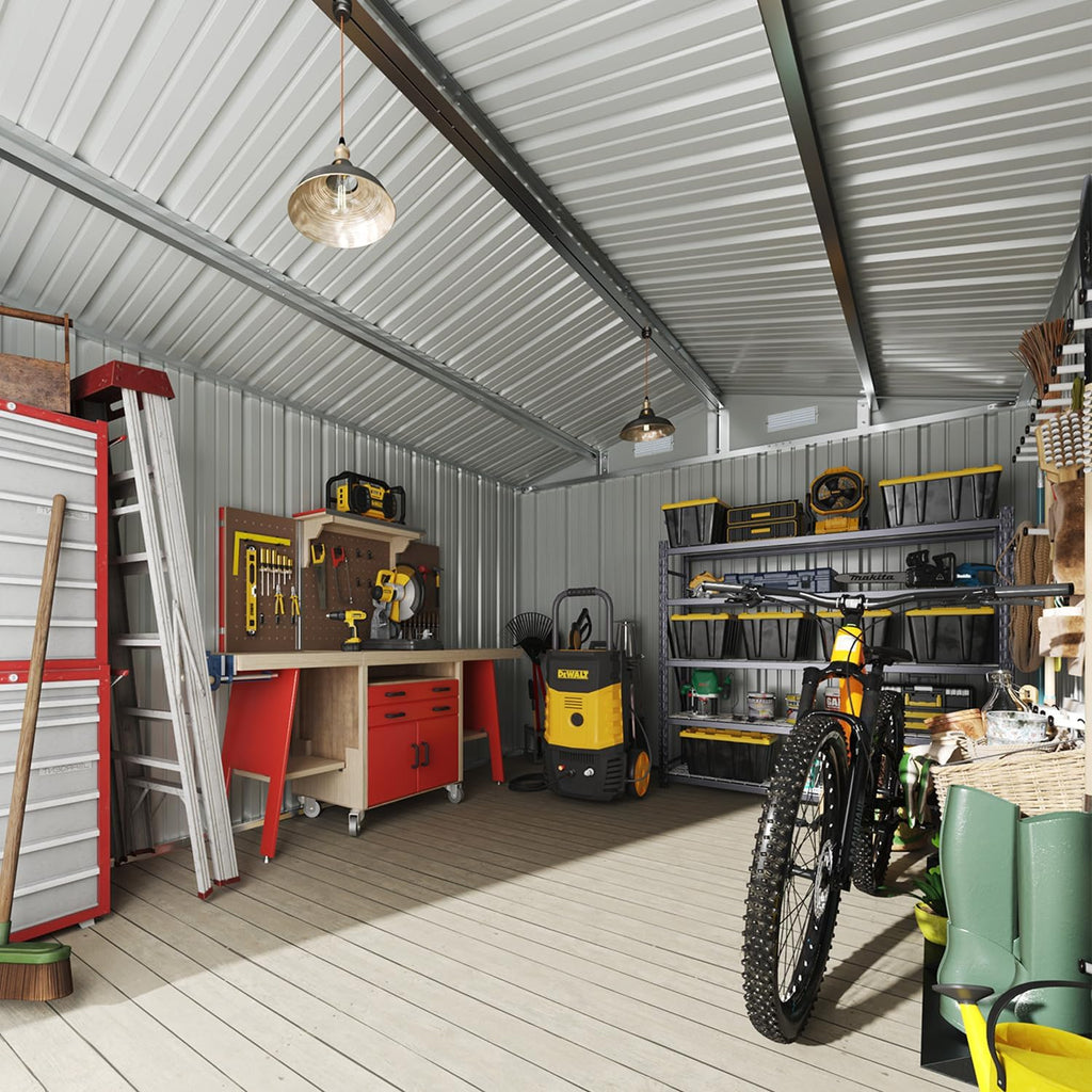 Aoxun 6.2x4 FT Shed Outdoor Storage Shed Metal Garden Shed Slooping Roof Tool Shed Bike Shed wourant