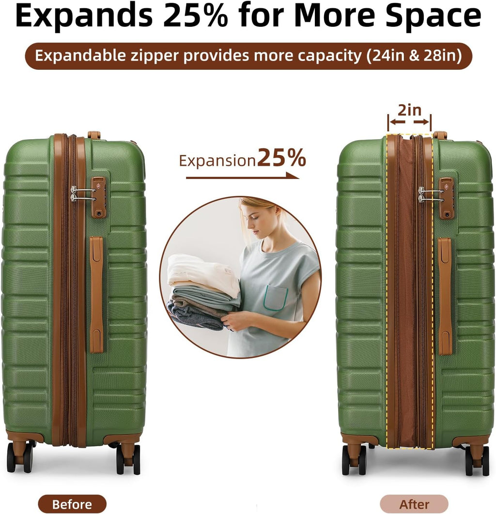 6-piece luggage set, expandable hardshell suitcase set with spinner wheels, lightweight rolling luggage set wourant