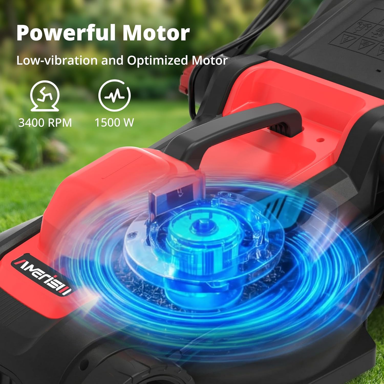14-Inch Corded Electric Lawn Mower, 12.5 Amp 3400RPM 2IN1 Mulching & 10-Gallon wourant