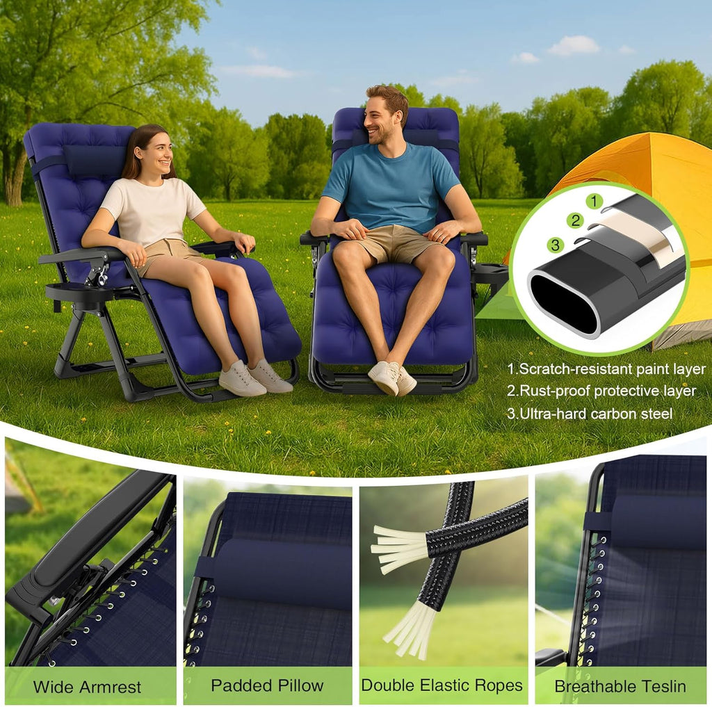 Indoor and outdoor patio chair folding lounge chair zero gravity chair with removable cushion camping lounge chair wourant