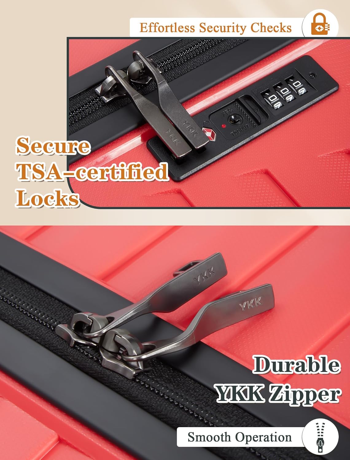 5-piece luggage set with wheels, ABS hardshell suitcase with spinner wheels wourant