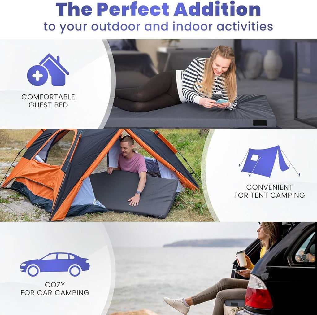 Matrix Comfort-Cell Memory Foam Camping Mattress Pad, Portable Foam Sleeping Pad for Camping, Roll up Sleeping Mat for Adults Floor Mattress Guest Floor Bed for Sleepover, Car, Tent SUV Cot Mattress wourant