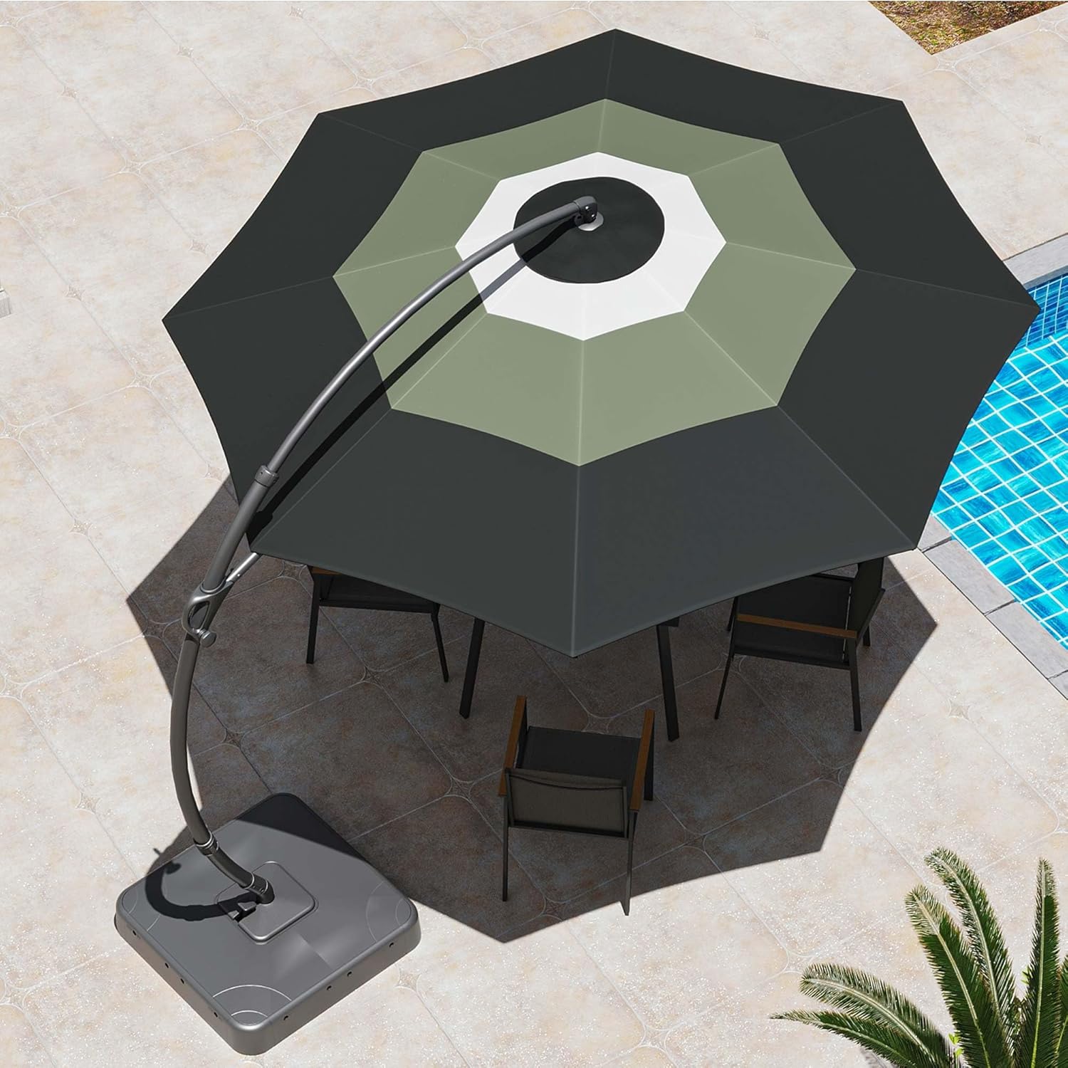 LAUSAINT HOME Outdoor Patio Umbrella with Base included, 11 FT Deluxe Curvy Cantilever Umbrella Heavy Duty Offset Hanging Umbrella with 360° Rotation for Market, Pool, Garden, Backyard, Deck (Beige) wourant