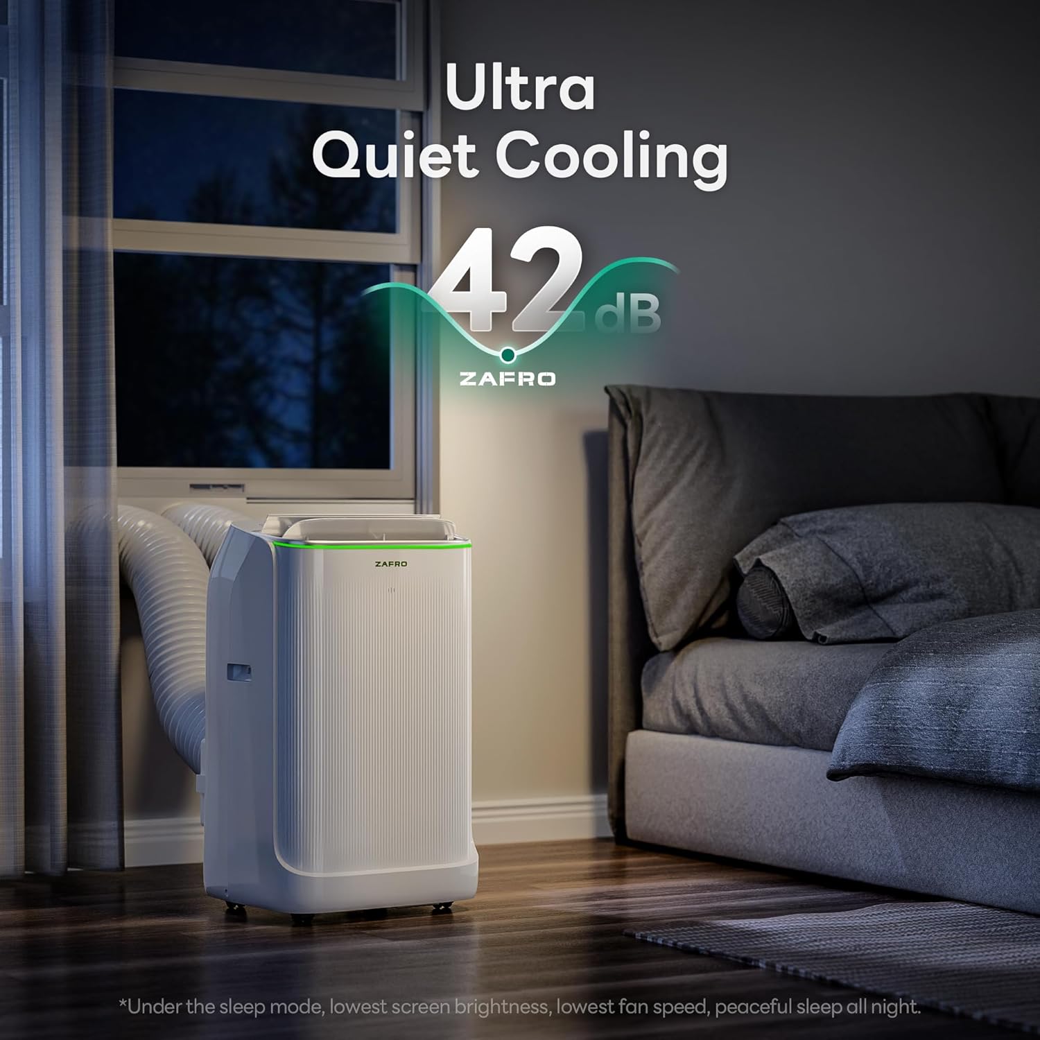 ZAFRO 8,000 BTU Portable Air Conditioners, 4 Modes Portable AC Unit with Fast Cooling/Energy Efficient/Remote/24Hrs Timer for Bedroom/Dorms/Indoor Rooms, White wourant