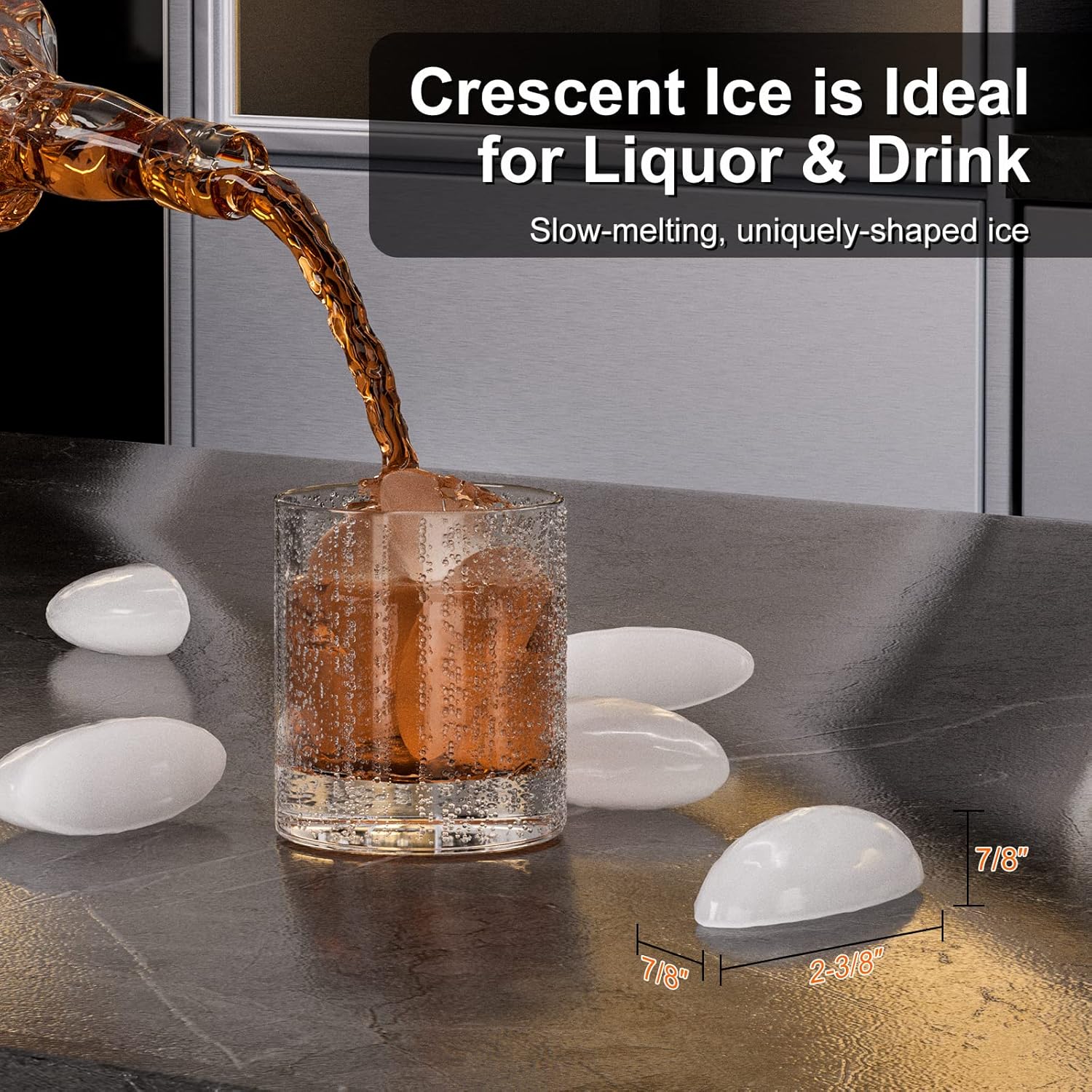 COTLIN 15" W Drainless Under Counter Ice Maker with 22LBS Storage Bin, Crescent Ice, Free Standing Built-in Ice Maker for Residential Commercial Use, No Drain Required, ETL Approved, 2025 Upgraded wourant