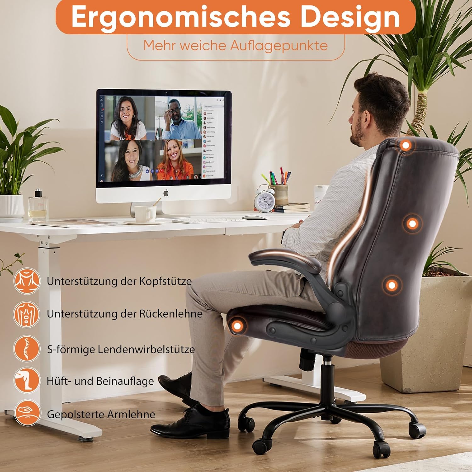 Ergonomic Office Chair Heavy Duty Work Desk Chair Adjustable Swivel Rolling Chair with Wheels wourant