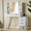 Vanity Desk with LED Lights Mirror & Power Outlet, Small Makeup Vanity Table Set wourant
