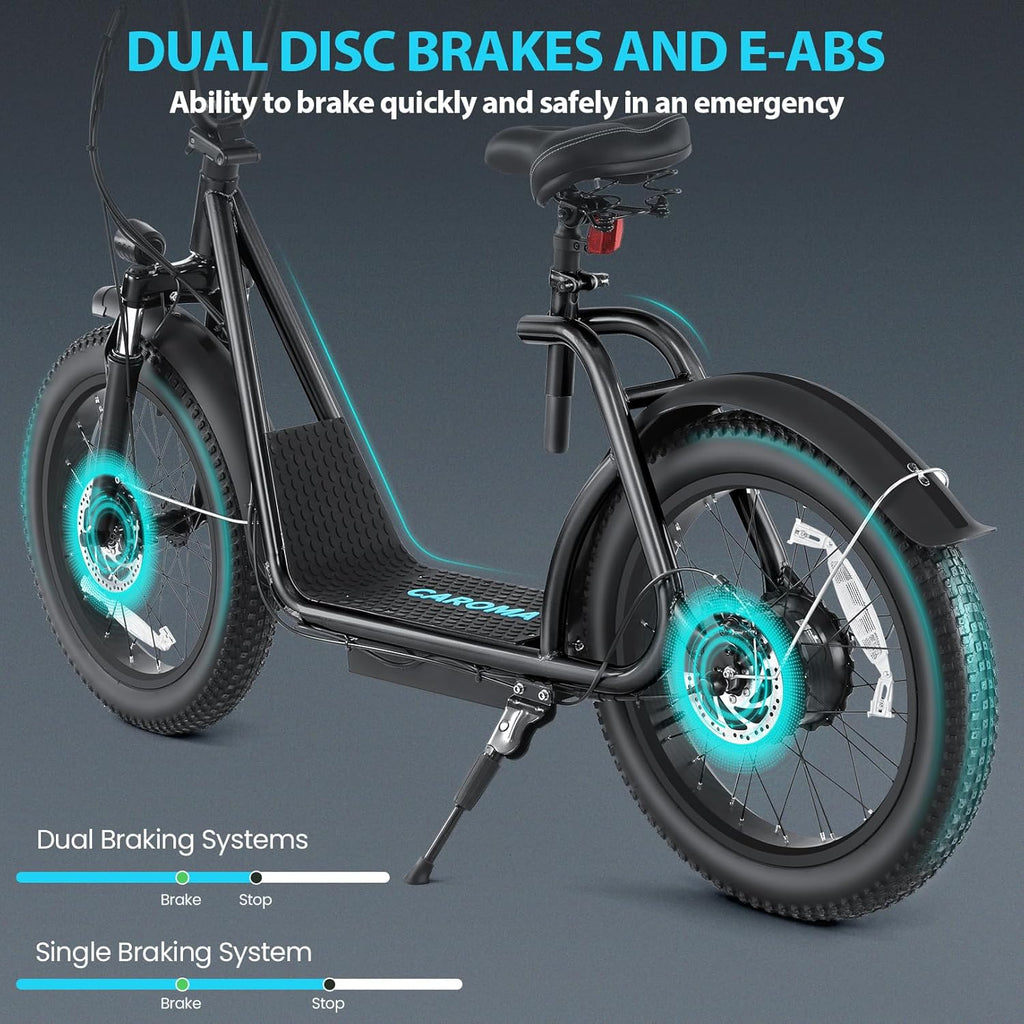 Caroma Peak 800W Foldable Adult Electric Scooter with 20-inch Wide Tires, 48V Battery, Basket, and Adjustable Seat wourant