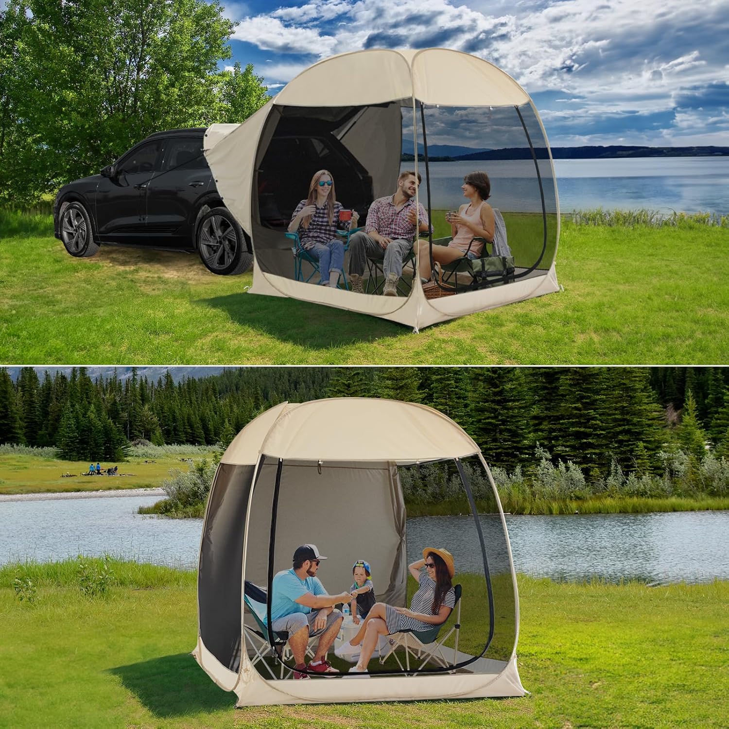 Alvantor Screen House Gazebo, 6-10-15 Person Pop Up Igloo Screened Canopy Tent with Mosquito Netting Sides, Instant UV Resistant Sun Shelter for Garden, Patio, Backyard wourant