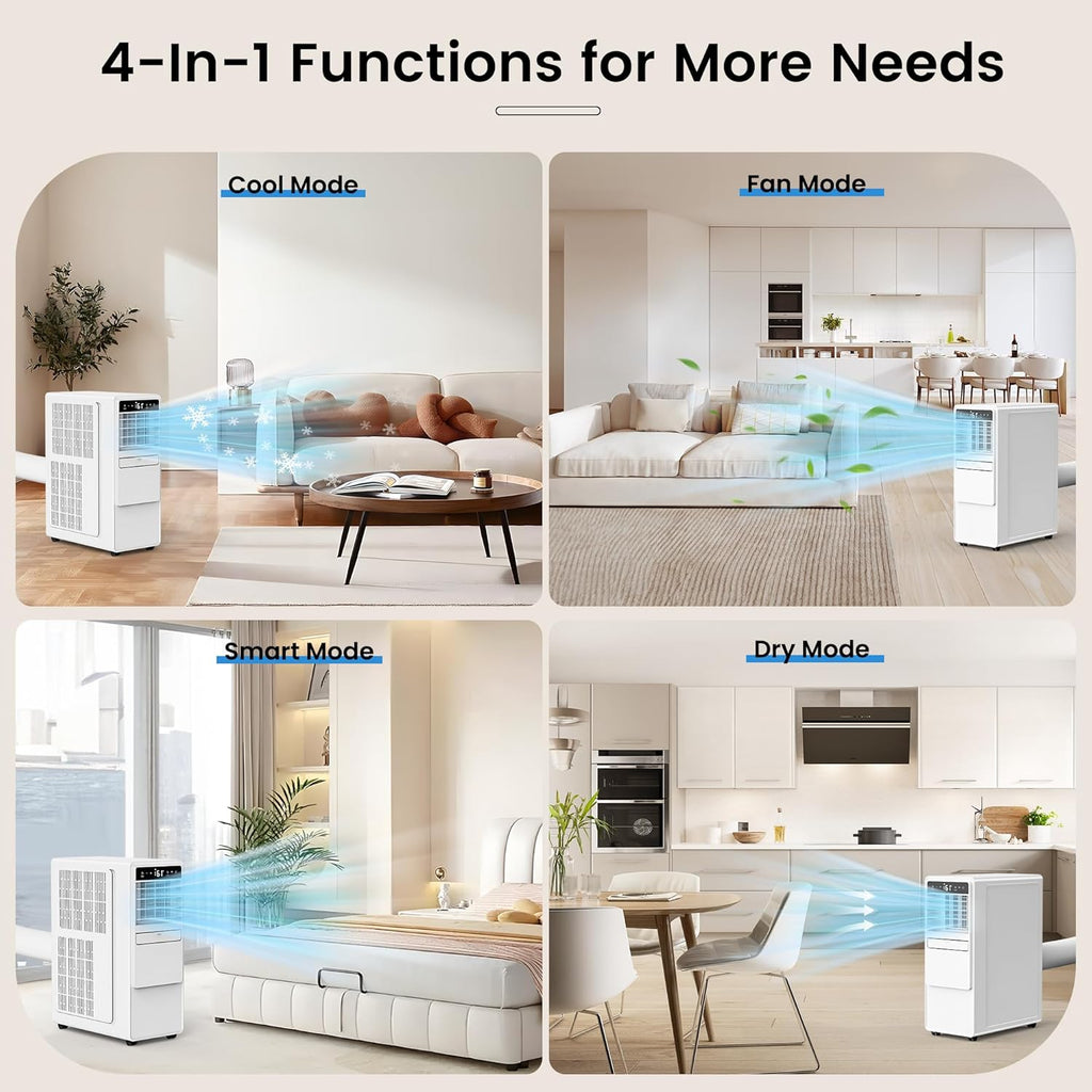 12000 BTU Portable Air Conditioners for Room up to 500 sq.ft, 3-in-1 Free Standing Quiet Portable AC Unit with Fan & Dehumidifier, Remote Control, Sleep Mode/24h Timer, 4 Speed, Auto Swing wourant
