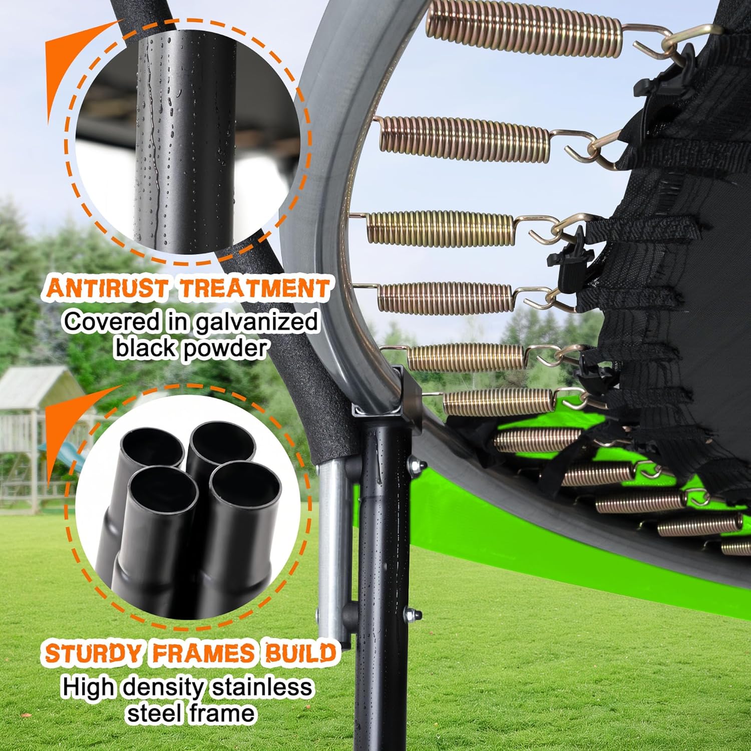 Trampoline 8FT 10FT 12FT 14FT 16FT, Recreational Trampolines with Enclosure Net and Ladder, Outdoor Anti-Rust Trampolines for Kids and Adults, ASTM Approved wourant