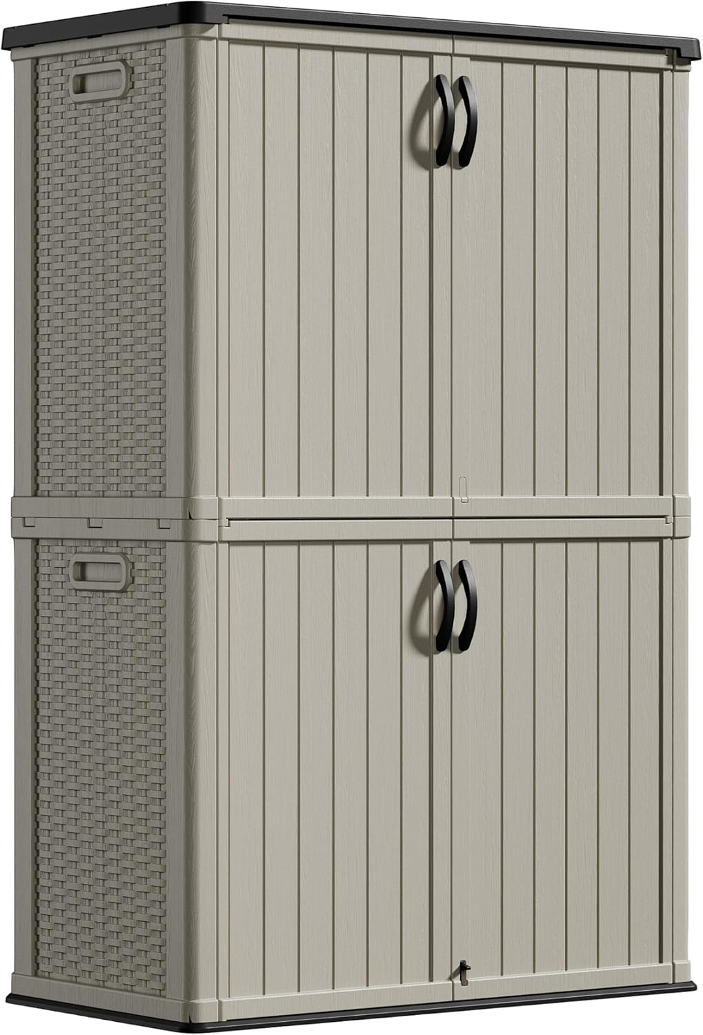 Greesum Outdoor Horizontal Storage Shed 27 Cu.ft Resin Large Storage Box for Garden Patio wourant