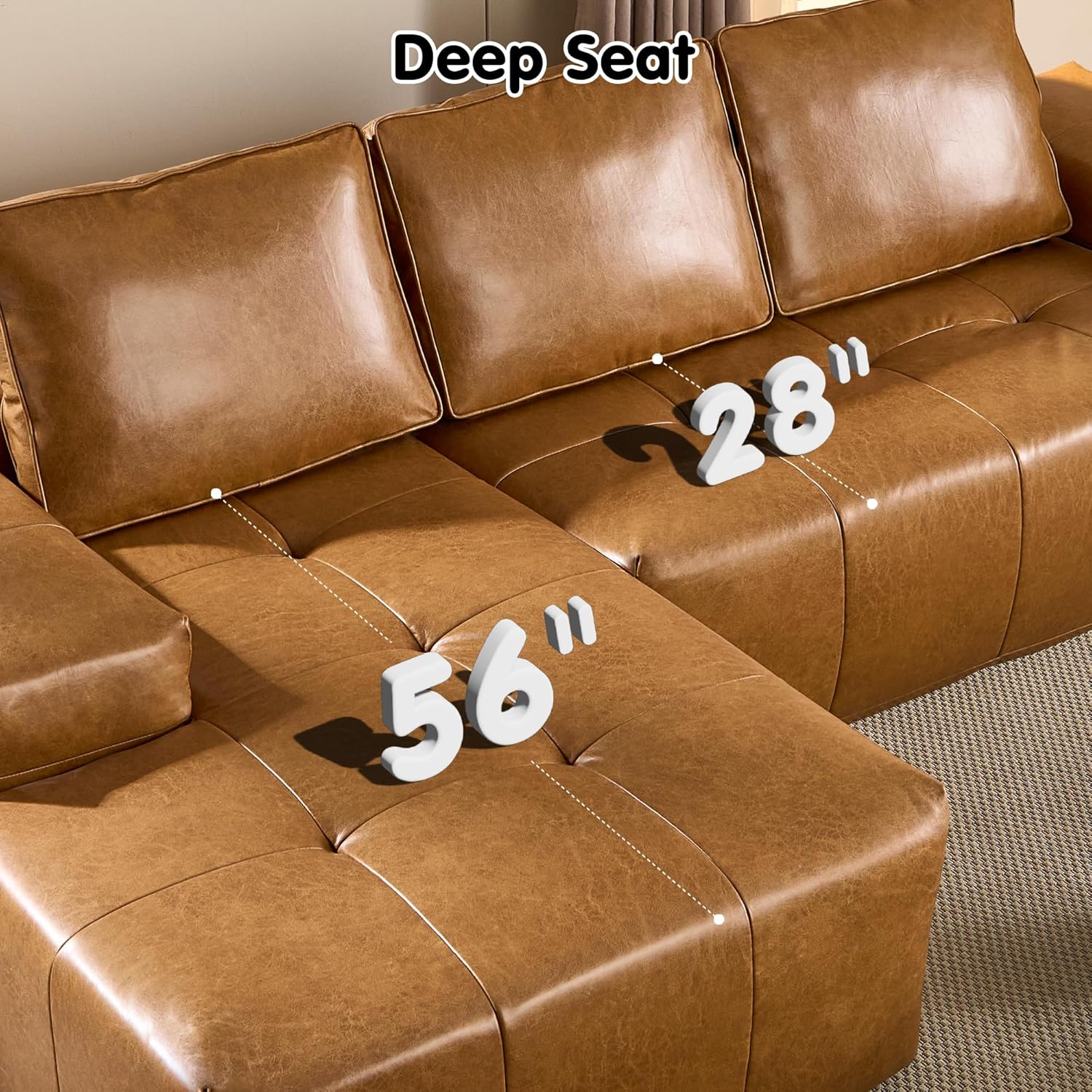 Ovios 104" Cloud Section Sofa L-shaped lounge chair, modern modular sofa wourant