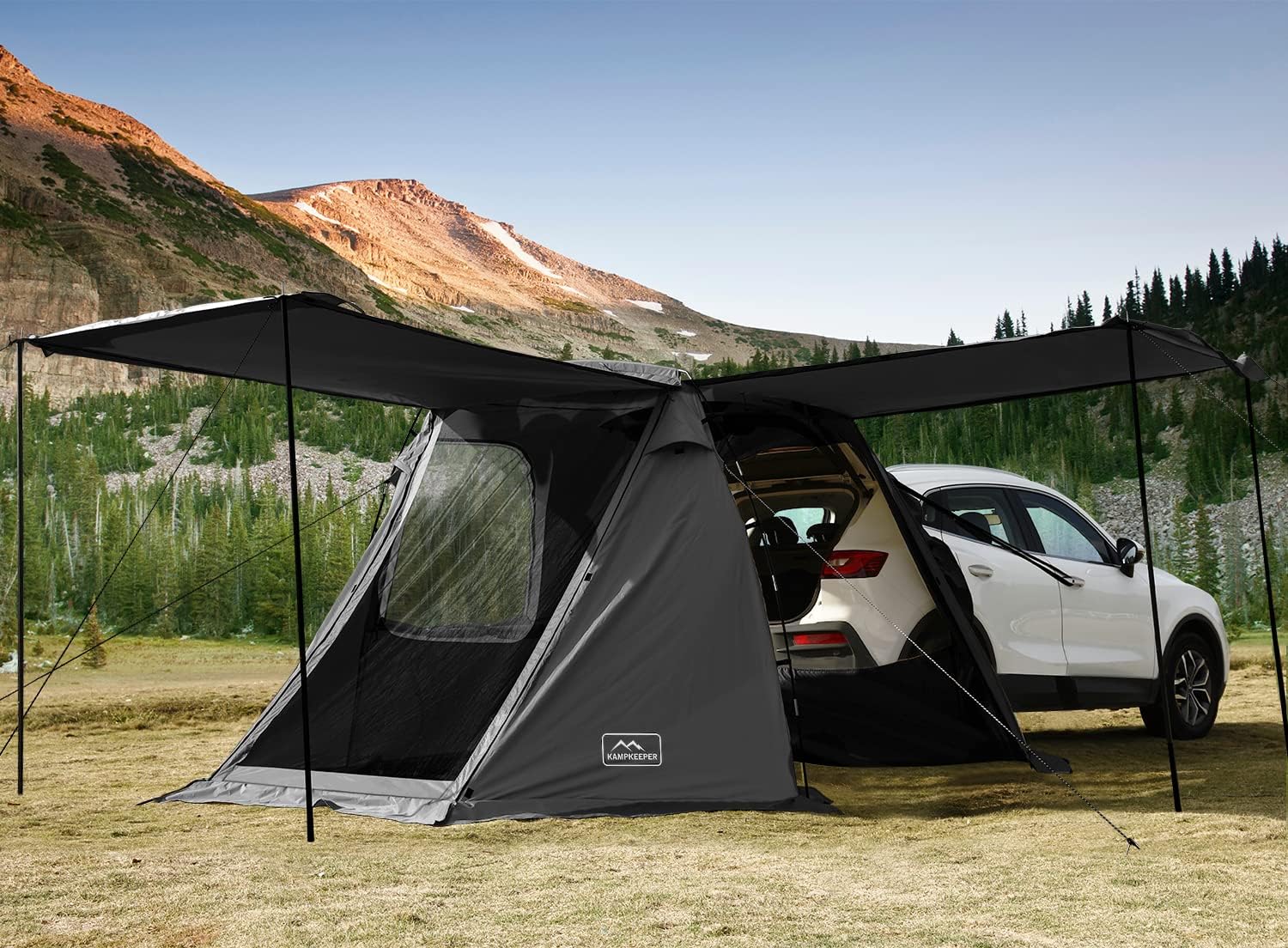 KAMPKEEPER SUV Car Tent, Tailgate Shade Awning Tent for Camping, Vehicle Camping Tents Outdoor Travel (Black) wourant