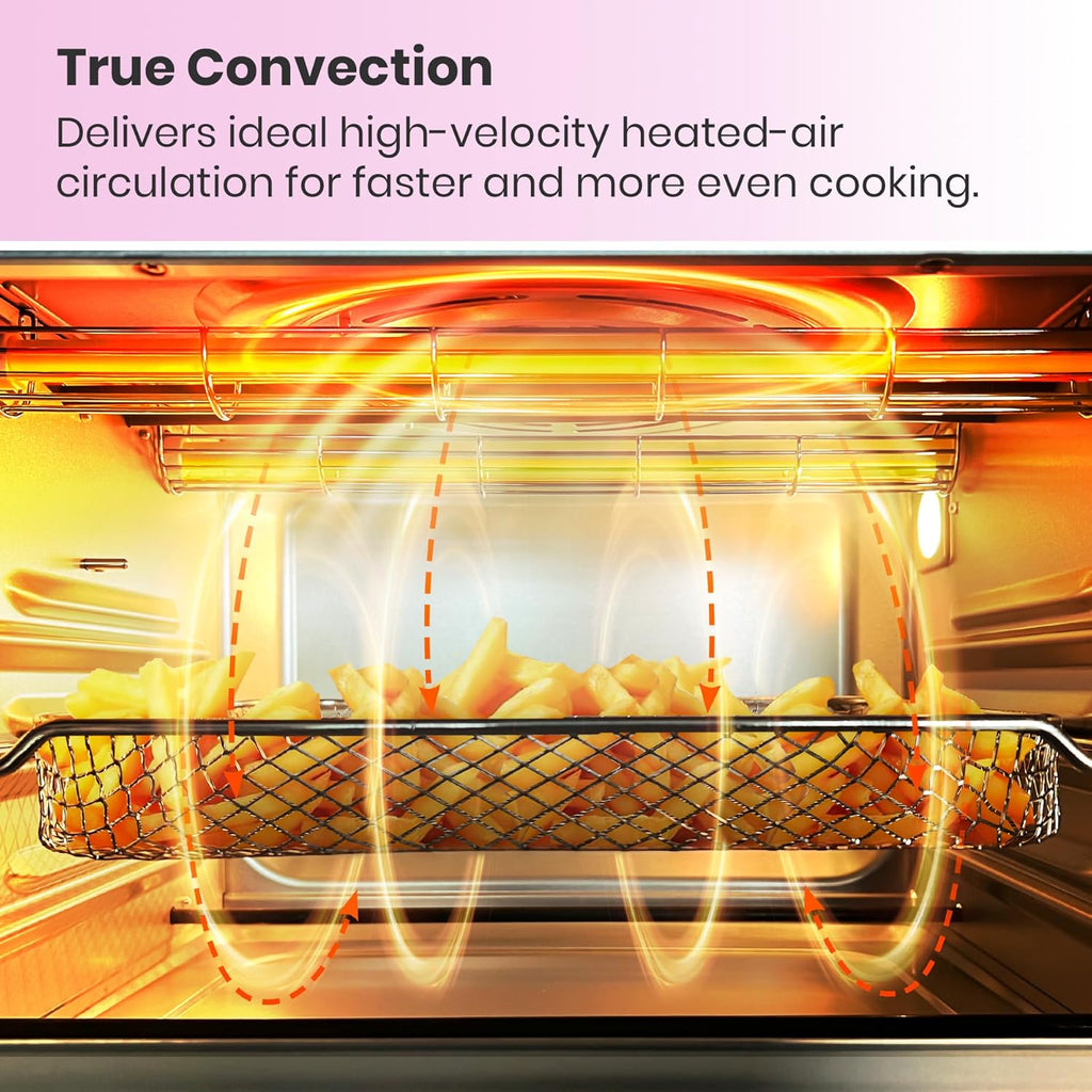 Infrared Heating Air Fryer Toaster Oven, Extra Large Countertop Convection Oven 10-in-1 Combo, 6-Slice Toast, Enamel Baking Pan Easy Clean with Recipe Book, Black Matte Stainless Steel wourant