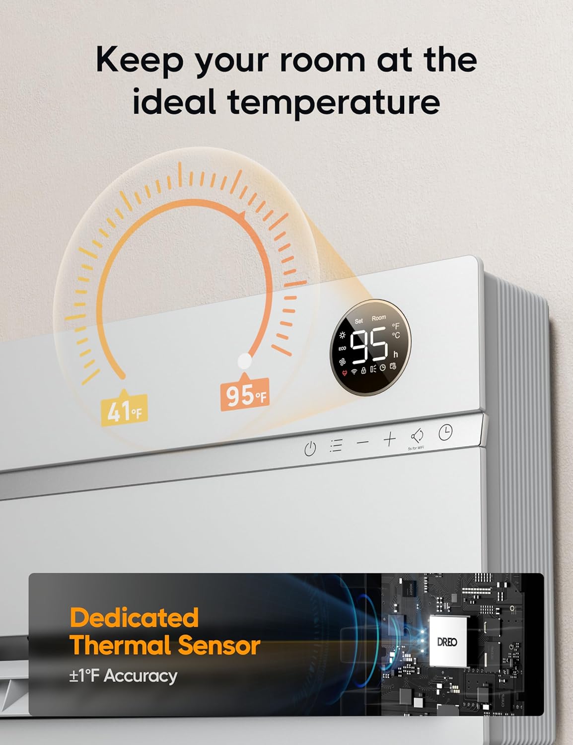 Smart wall mounted heater, bedroom electric heater, 1500W adjustable thermostat 24-hour timer easy to install indoor heater wourant