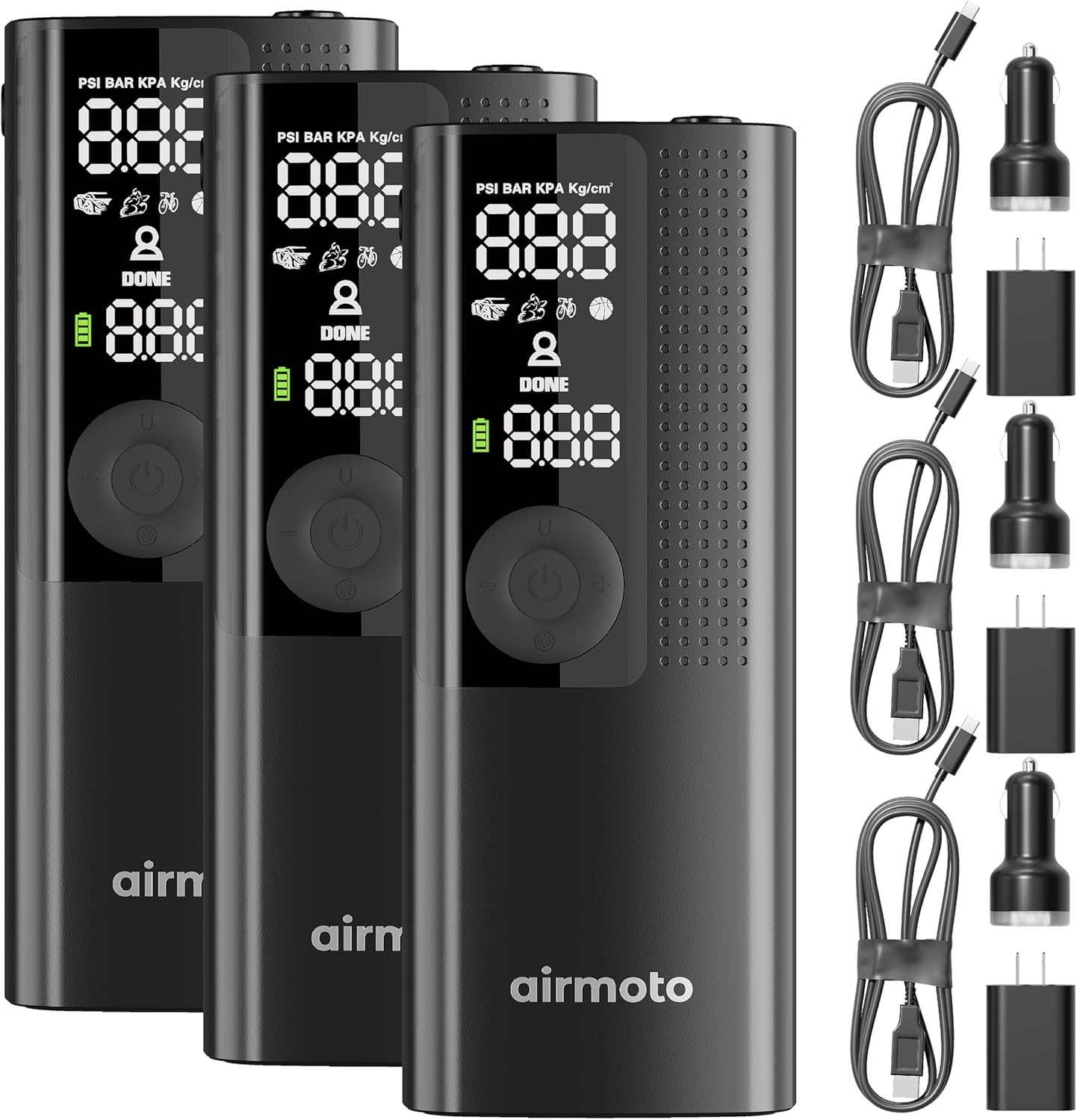 Power Kit Bundle Deal - 2-Pack - Tire Inflation Portable Air Compressor with Power Kit for Charging at Home and on the Road - Cordless Air Pump for Car Tires, Motorcycles, Bicycles wourant