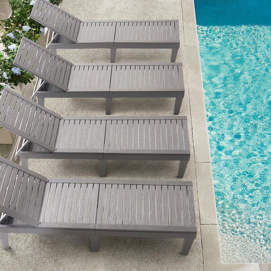 Patio Chairs - Black Chaise Lounge Chair Outdoor 5-Position Adjustable Sun Tanning Chair Waterproof Pool Lounge Chairs Set of 2 Reclining Lawn Chair, Lightweight Outdoor Lounge Chairs wourant