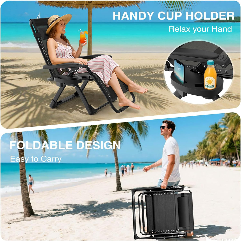 Indoor and outdoor patio chair folding lounge chair zero gravity chair with removable cushion camping lounge chair wourant