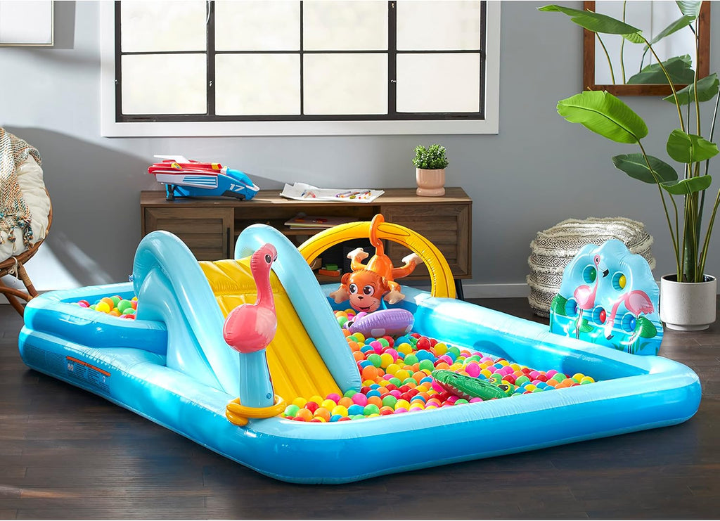 Intex 96" x 78" x 28" Inflatable Jungle Adventure Play Center Spray Kiddie Pool - Backyard Kids Water Slide, Outdoor Blow-Up Splash Pad for Toddlers wourant