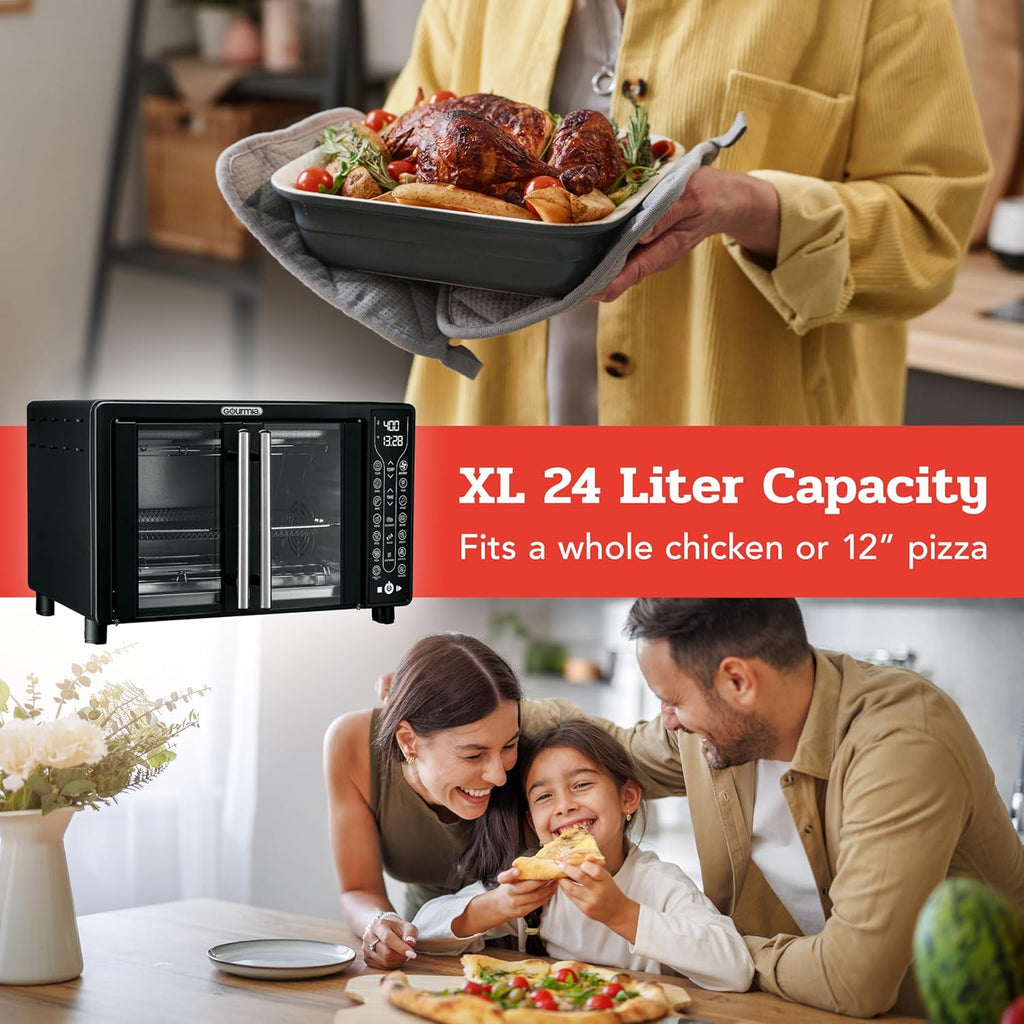 Gourmia Oven Air Fryer Combo with 17 Cooking Presets, 24L Capacity, Convection Rack, Baking Tray, Recipe Book GTF7460 wourant